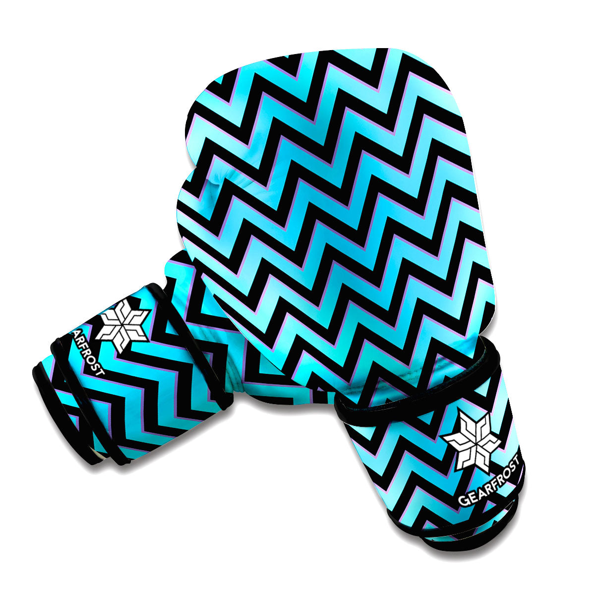 Black Blue And Purple Chevron Print Boxing Gloves
