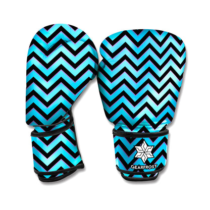 Black Blue And Purple Chevron Print Boxing Gloves
