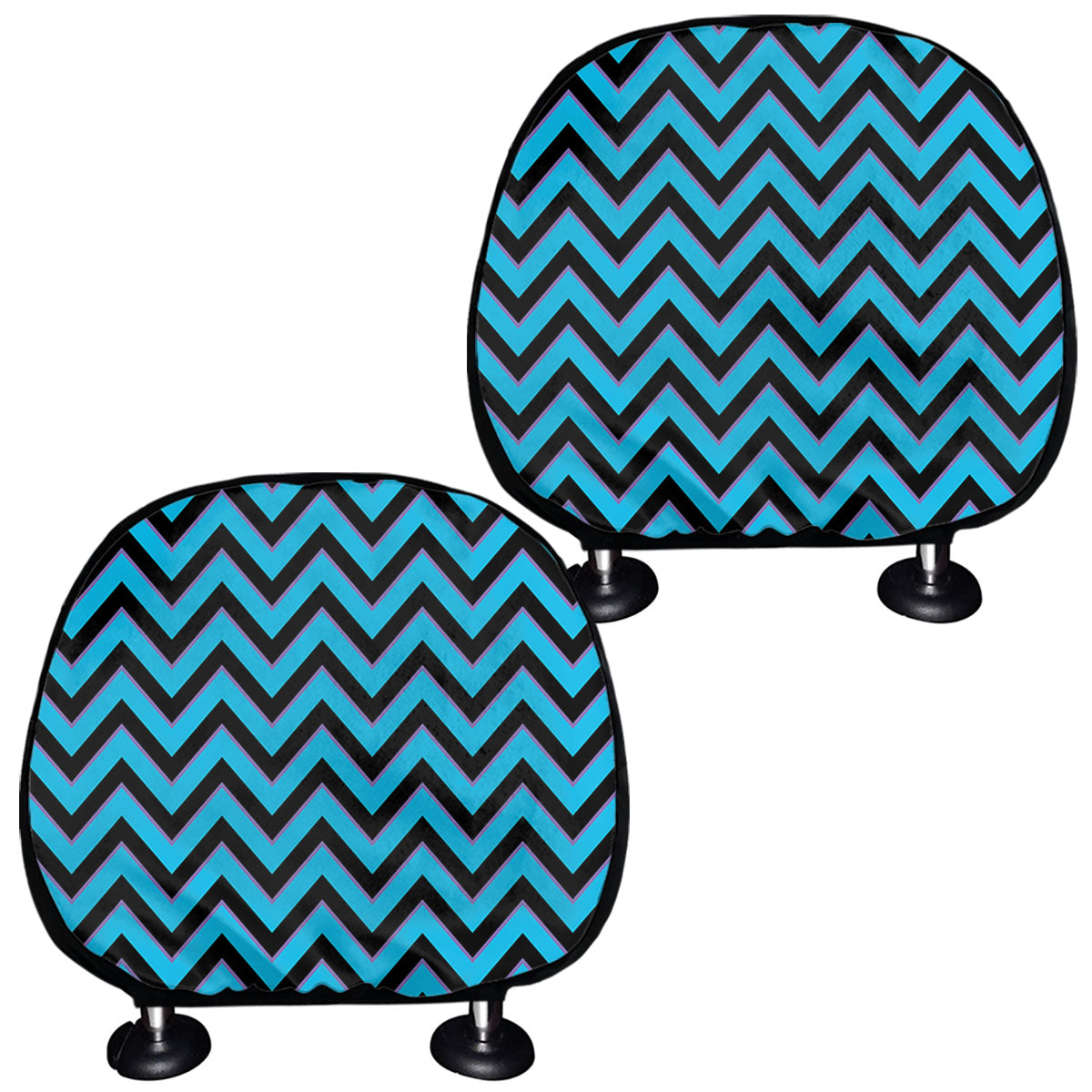 Black Blue And Purple Chevron Print Car Headrest Covers