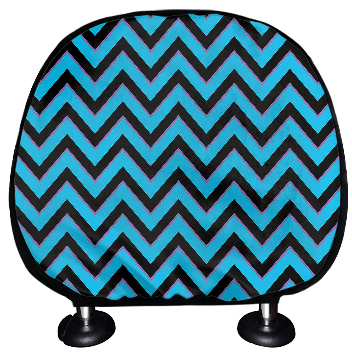 Black Blue And Purple Chevron Print Car Headrest Covers