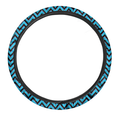Black Blue And Purple Chevron Print Car Steering Wheel Cover