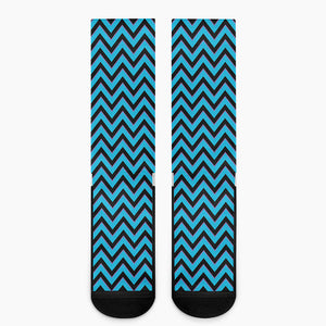 Black Blue And Purple Chevron Print Crew Socks