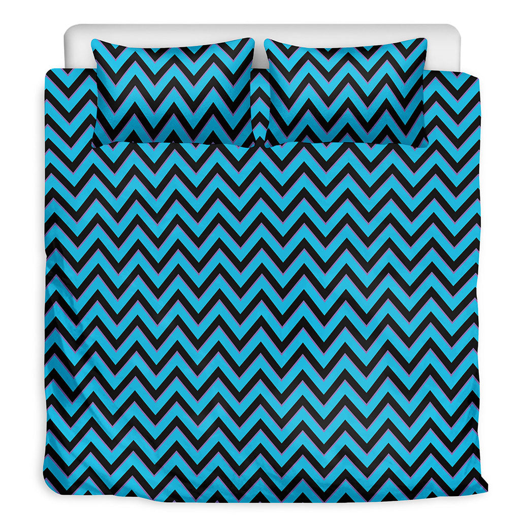 Black Blue And Purple Chevron Print Duvet Cover Bedding Set