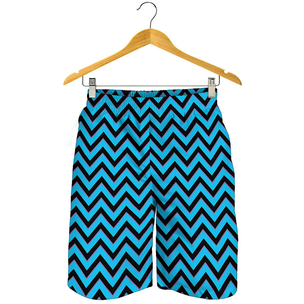 Black Blue And Purple Chevron Print Men's Shorts