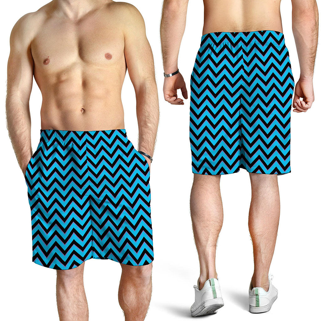 Black Blue And Purple Chevron Print Men's Shorts