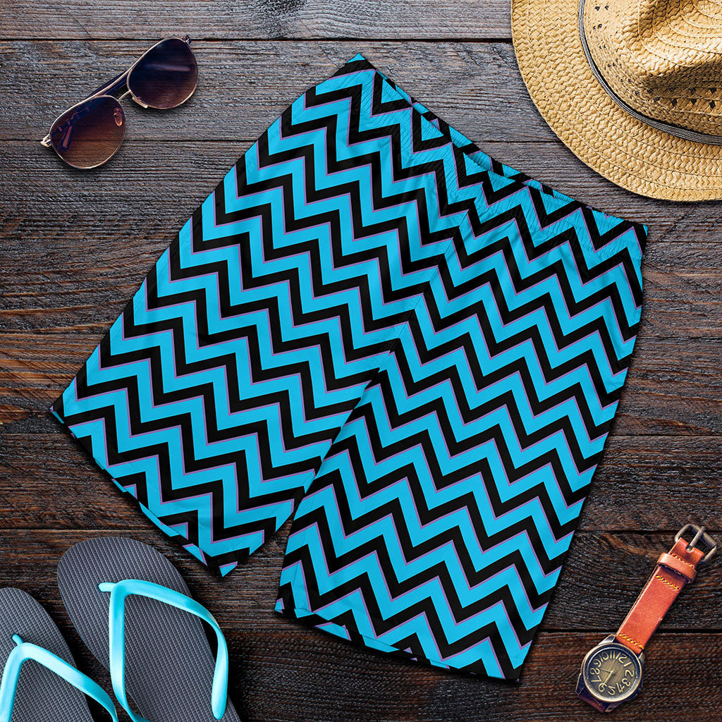 Black Blue And Purple Chevron Print Men's Shorts