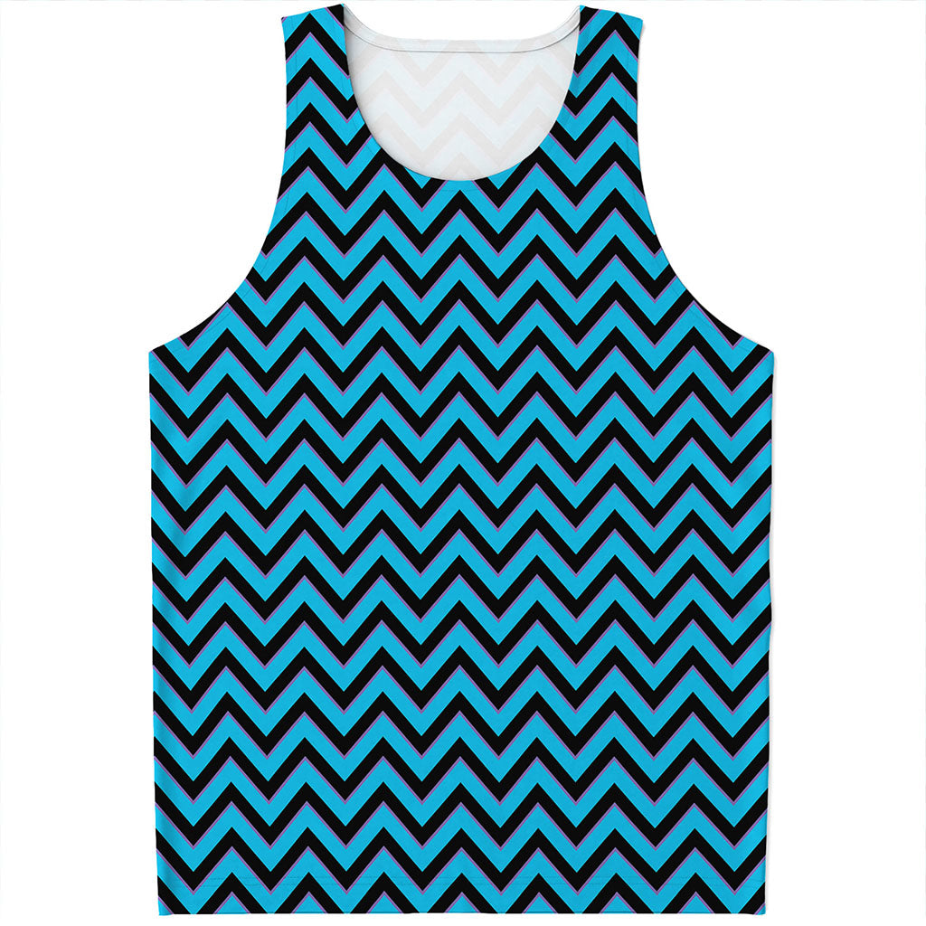 Black Blue And Purple Chevron Print Men's Tank Top