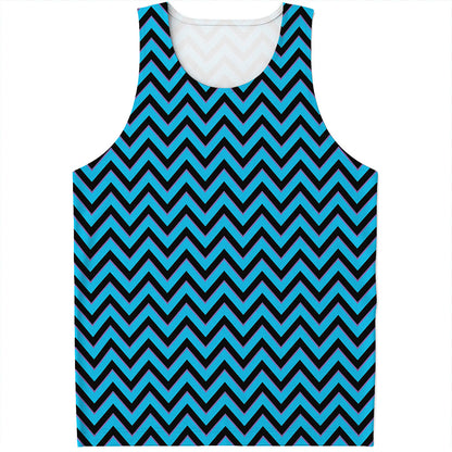 Black Blue And Purple Chevron Print Men's Tank Top