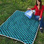 Black Blue And Purple Chevron Print Quilt