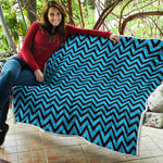 Black Blue And Purple Chevron Print Quilt