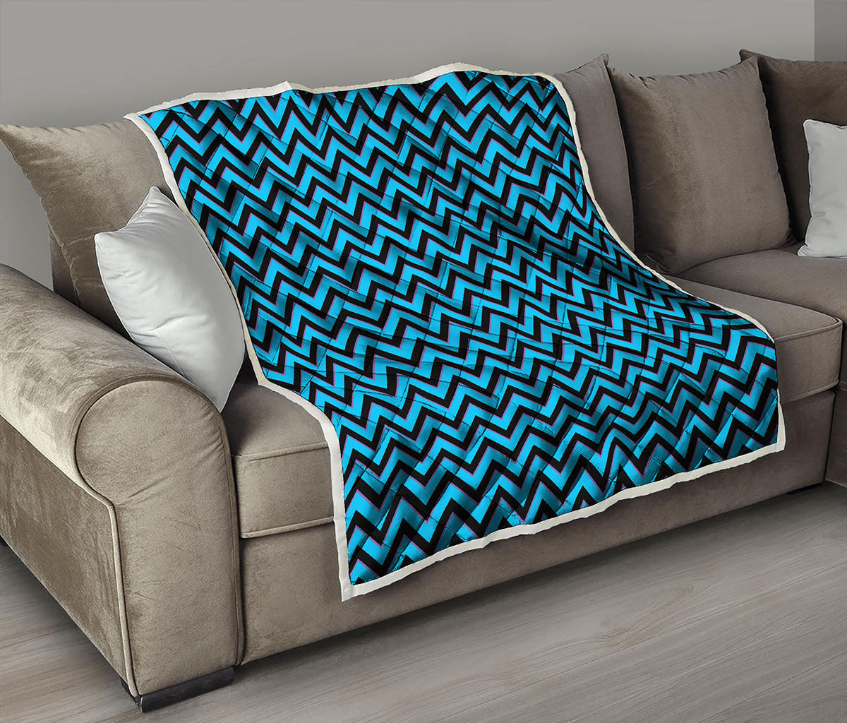 Black Blue And Purple Chevron Print Quilt