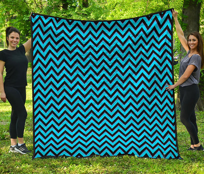 Black Blue And Purple Chevron Print Quilt