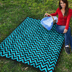 Black Blue And Purple Chevron Print Quilt