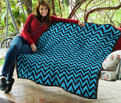 Black Blue And Purple Chevron Print Quilt
