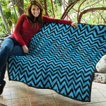 Black Blue And Purple Chevron Print Quilt