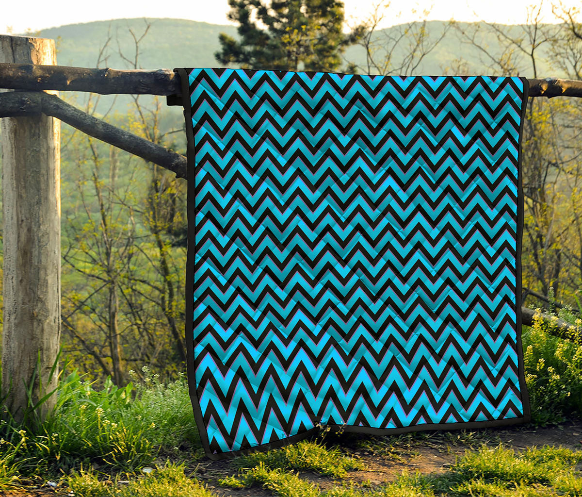 Black Blue And Purple Chevron Print Quilt