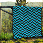 Black Blue And Purple Chevron Print Quilt