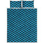 Black Blue And Purple Chevron Print Quilt Bed Set