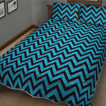 Black Blue And Purple Chevron Print Quilt Bed Set