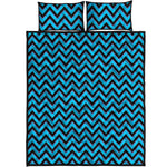 Black Blue And Purple Chevron Print Quilt Bed Set