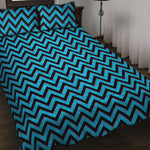 Black Blue And Purple Chevron Print Quilt Bed Set