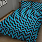 Black Blue And Purple Chevron Print Quilt Bed Set