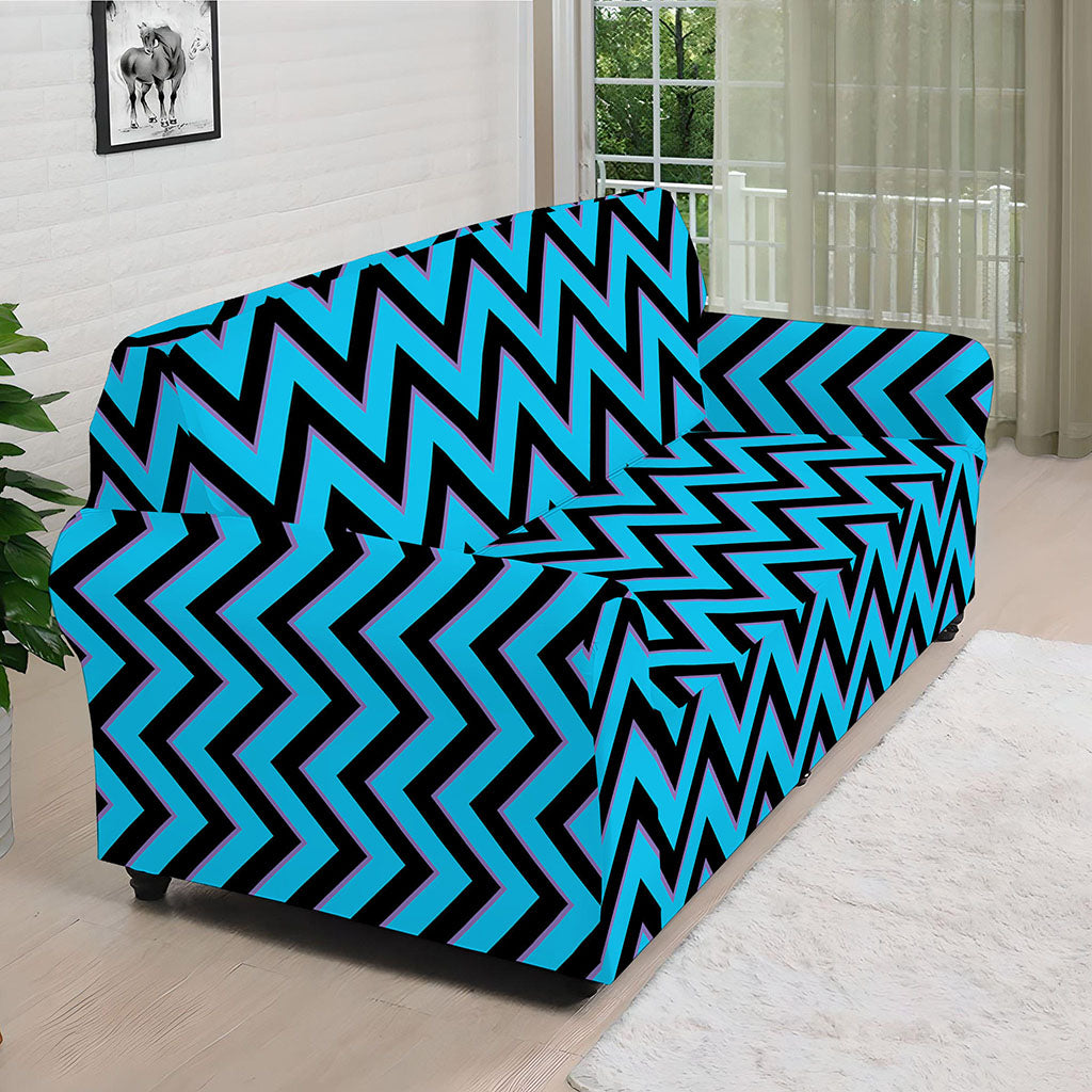 Black Blue And Purple Chevron Print Sofa Cover