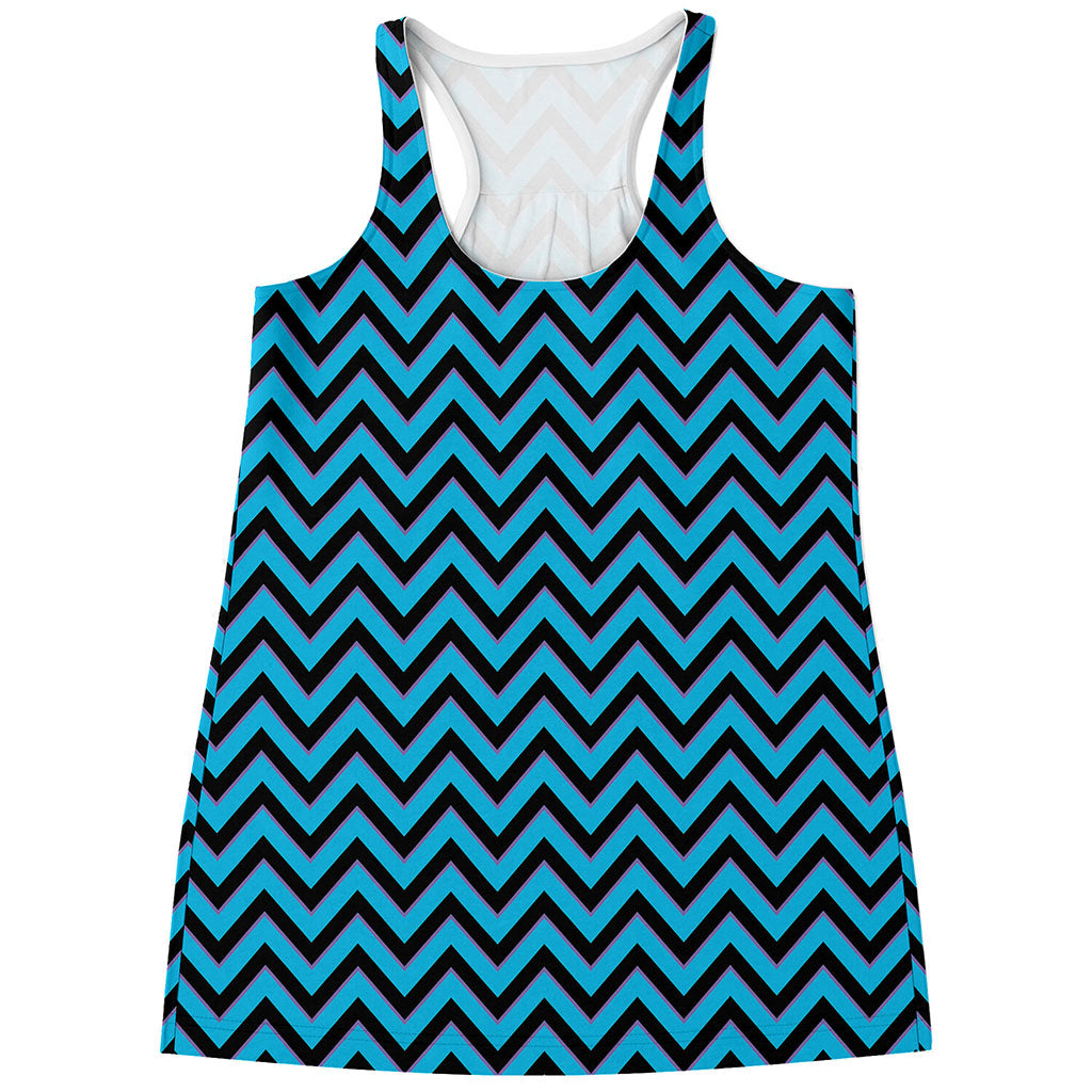 Black Blue And Purple Chevron Print Women's Racerback Tank Top