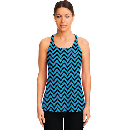 Black Blue And Purple Chevron Print Women's Racerback Tank Top