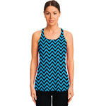 Black Blue And Purple Chevron Print Women's Racerback Tank Top