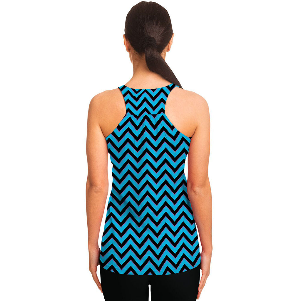 Black Blue And Purple Chevron Print Women's Racerback Tank Top