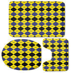 Black Blue And Yellow Argyle Print 3 Piece Bath Mat Set