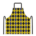 Black Blue And Yellow Argyle Print Apron