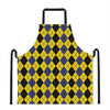 Black Blue And Yellow Argyle Print Apron