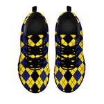 Black Blue And Yellow Argyle Print Black Sneakers