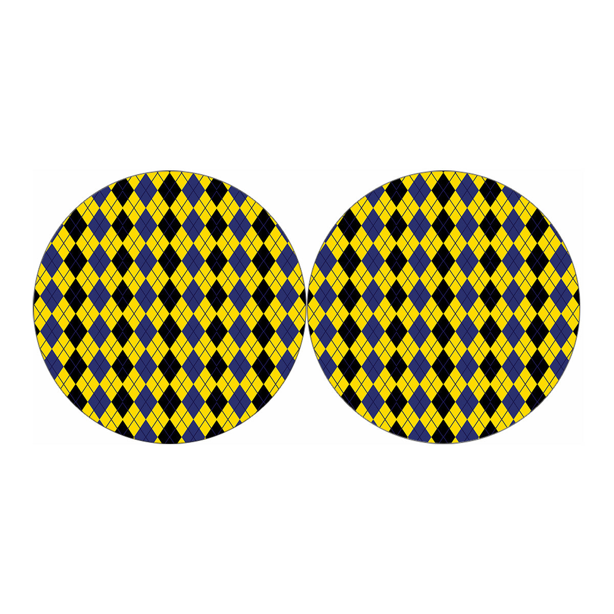 Black Blue And Yellow Argyle Print Car Coasters