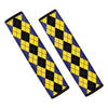 Black Blue And Yellow Argyle Print Car Seat Belt Covers