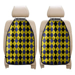Black Blue And Yellow Argyle Print Car Seat Organizers