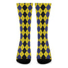 Black Blue And Yellow Argyle Print Crew Socks