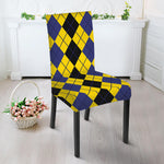 Black Blue And Yellow Argyle Print Dining Chair Slipcover