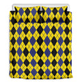 Black Blue And Yellow Argyle Print Duvet Cover Bedding Set