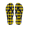 Black Blue And Yellow Argyle Print Flip Flops