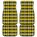 Black Blue And Yellow Argyle Print Front and Back Car Floor Mats