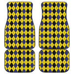 Black Blue And Yellow Argyle Print Front and Back Car Floor Mats