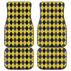 Black Blue And Yellow Argyle Print Front and Back Car Floor Mats