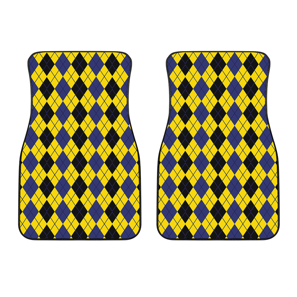 Black Blue And Yellow Argyle Print Front Car Floor Mats