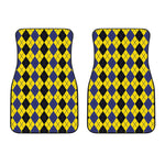 Black Blue And Yellow Argyle Print Front Car Floor Mats