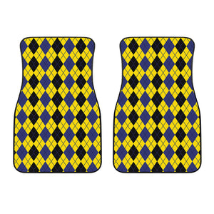 Black Blue And Yellow Argyle Print Front Car Floor Mats