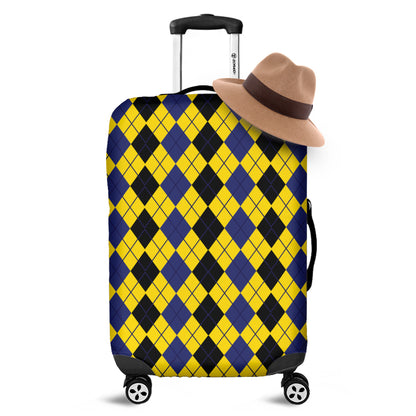 Black Blue And Yellow Argyle Print Luggage Cover
