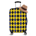 Black Blue And Yellow Argyle Print Luggage Cover